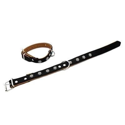 Collar De Cuero Heim Edelweiß Color Negro / Natural Para Perros 2 Collar De Cuero Heim Edelweiß Color Negro / Natural Para Perros - Imagen 2