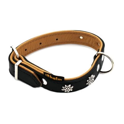 Collar De Cuero Heim Edelweiß Color Negro / Natural Para Perros 1 Collar De Cuero Heim Edelweiß Color Negro / Natural Para Perros