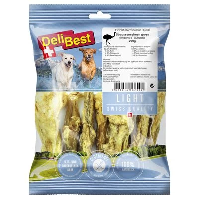 DeliBest Light Tendones De Avestruz Para Perros 1 DeliBest Light Tendones De Avestruz Para Perros